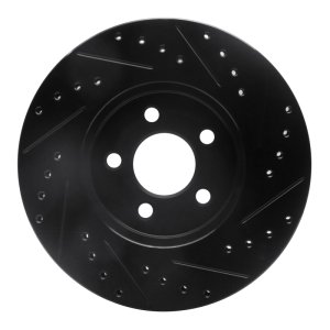 Chrysler Sebring Brake Rotor (1) - Front Left - R1 Concepts - Drilled & Slotted - Black - `95-`06